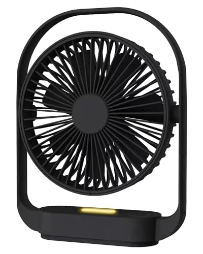 Ventilator, Ventilator Leise, Wiederaufladbarer USB Fan, Lüfter mit 4-Drehzahl, Tischventilator sehr Leise, Ventilatoren mit Nachtlicht, 330° Rotations Wentilator für Schlafzimmer Büro Nachttisch von AceMining