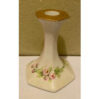 T & V Limoges Hand Geblümte Tannenzapfen Gold Kerzenhalter 1892-1907 von AceOldies