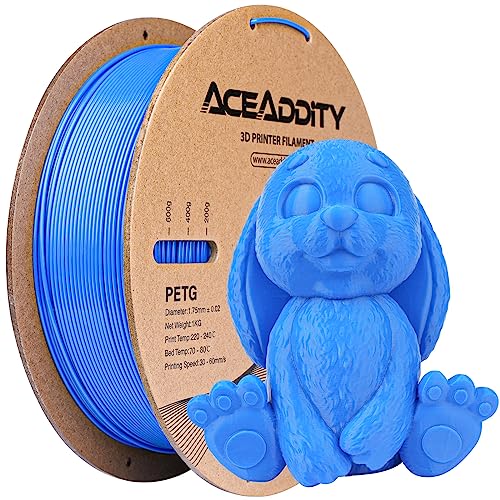 Aceaddity PETG-Filament, 1,75 mm, 3D-Drucker-Filament, Maßgenauigkeit +/- 0,02 mm, 1 kg, 3D-Druck-Filament (1 kg, Blau) von Aceaddity