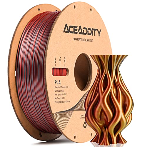 Aceaddity Silk Magic PLA-3D-Drucker-Filament, zweifarbige Co-Extrusion, 1,75 mm, 3D-Druck-PLA-Filament, glänzende Seide, coextrudiertes PLA, Maßgenauigkeit +/- 0,03 mm, 1 kg (Gold-Kupfer-Schwarz) von Aceaddity