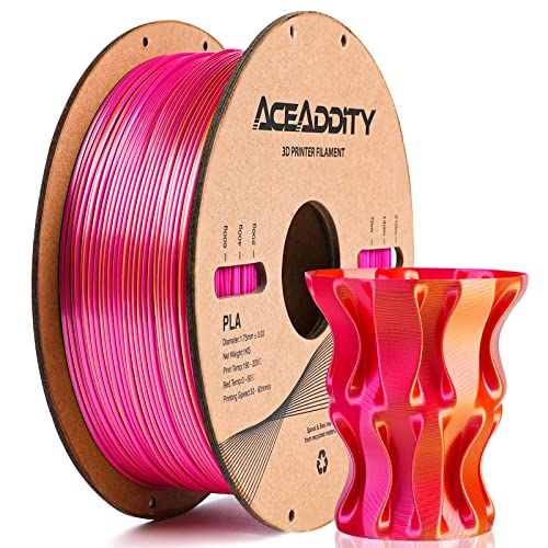 Aceaddity Silk Magic PLA-3D-Drucker-Filament, zweifarbige Co-Extrusion, 1,75 mm, 3D-Druck-PLA-Filament, glänzende Seide, coextrudiertes PLA, Maßgenauigkeit +/- 0,03 mm, 1 kg (Gold-Rosen Rot) von Aceaddity