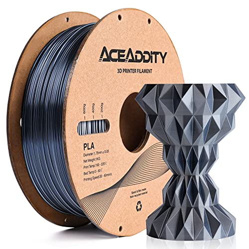Aceaddity Silk Magic PLA-3D-Drucker-Filament, zweifarbige Co-Extrusion, 1,75 mm, 3D-Druck-PLA-Filament, glänzende Seide, coextrudiertes PLA, Maßgenauigkeit +/- 0,03 mm, 1 kg (Silber-Schwarz) von Aceaddity