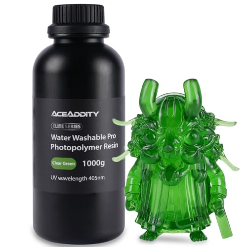 Aceaddity wasserabwaschbares Pro-Harz, 3D-Druckerharz mit geringer Schrumpfung, 405nm UV-härtendes, wasserabwaschbares Photopolymer-Druckharz, hohe Präzision und leicht zu reinigen (Klares Grün, 1 kg) von Aceaddity