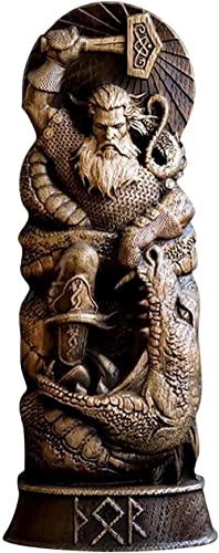 Acebwhtoy Nordischer Gott Harzstatue, Skandinavische Pantheons Figur, Odin/Thors/Loki/Freyja Handwerk Wikinger Mythologie Skulptur Für Zuhause Weinschrank Regal Bücherregal (C) von Acebwhtoy