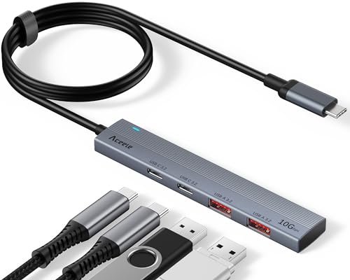 Aceele USB 3.2 Gen 2 Hub mit 4 Anschl├╝ssen (2x USB-A, 2x USB-C), 100 cm Kabel, f├╝r Laptops, Desktops, Xbox und Mac Aceele USB 3.2 Gen 2 Hub mit 4 Anschl├╝ssen (2x USB-A, 2x USB-C), 100 cm Kabel, f├╝r Laptops, Desktops, Xbox und Mac von Aceele