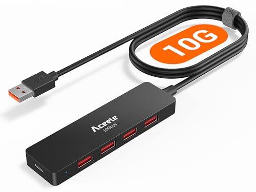 Aceele USB 3.2 Gen 2 Hub mit 4 USB-A-Anschlüssen, USB 3.2 Datenhub, USB HUB 3.2 geeignet für Laptops, Desktops PC, Xbox und Mac usw mit Kabel 120cm Aceele USB 3.2 Gen 2 Hub mit 4 USB-A-Anschlüssen, USB 3.2 Datenhub, USB HUB 3.2 geeignet für Laptops, Desktops PC, Xbox und Mac usw mit Kabel 120cm von Aceele