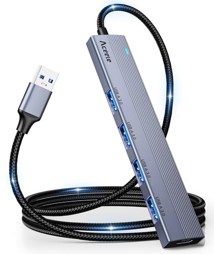 Aceele USB-Hub 3.0 mit 4 Anschlüssen und Typ-C-Stromanschluss, mit 120cm flexiblem Nylonkabel, kompatibel mit Desktop-Computern, MacBook Pro/Air, iMac, Surface Pro, PS 4 und Anderen Laptops usw Aceele USB-Hub 3.0 mit 4 Anschlüssen und Typ-C-Stromanschluss, mit 120cm flexiblem Nylonkabel, kompatibel mit Desktop-Computern, MacBook Pro/Air, iMac, Surface Pro, PS 4 und Anderen Laptops usw von Aceele