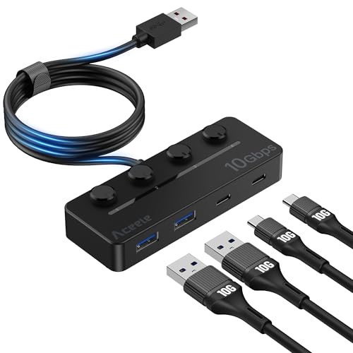 USB-A3.2 (10 Gbps) M auf USB A3.2 (10 Gbps) x 2 + USB C3.2 (10 Gbps) x 2 + Typ C von Aceele