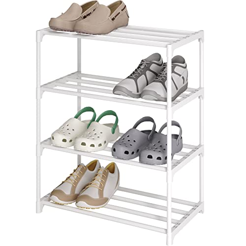 Acegozt Kleines 4-stöckiges Schuhregal, Metall-Schuhregal, einfach zu montieren, 8 bis 10 Paar Schuhe, stapelbares Schuhregal für Schrank, Eingangsbereich (SKF-4W) von Acegozt