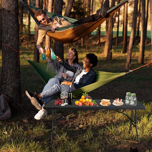 Aceinheu 80cm Klapptisch Schwerlast mit Tragegriff, Tragbarer Campingtisch & Picknicktisch, Multifunktionaler Partytisch für Innen/Außen, Klappbarer Gartentisch, Kunststoff, 180x73,6cm (Schwarz) von Aceinheu