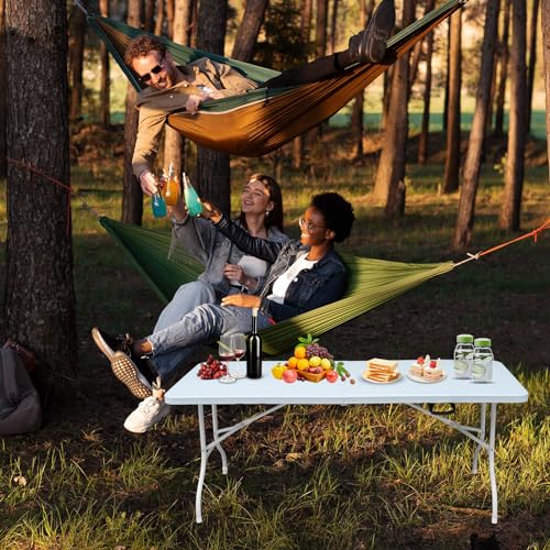 Aceinheu 80cm Klapptisch Schwerlast mit Tragegriff, Tragbarer Campingtisch & Picknicktisch, Multifunktionaler Partytisch für Innen/Außen, Klappbarer Gartentisch, Kunststoff, 180x73,6cm (Weiß) von Aceinheu
