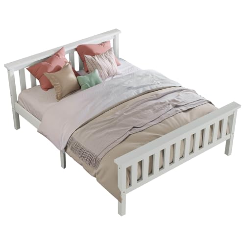 Aceinheu Doppelbett, Holzbett aus massiver Kiefer mit Lattenrost, Stabiles Massivholzbett mit Mittelstütze, Jugendbett & Gästebett, Bettgestell ohne Matratze, (90 x 200 cm) von Aceinheu