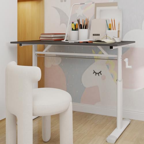 Aceinheu Höhenverstellbarer Schreibtisch manuell, Elektrisch Nein, 3 Größen (80/100/120cm) & 3 Farben, Schreibtisch höhenverstellbar für Kinder & Erwachsene (Grau, 100cm) von Aceinheu