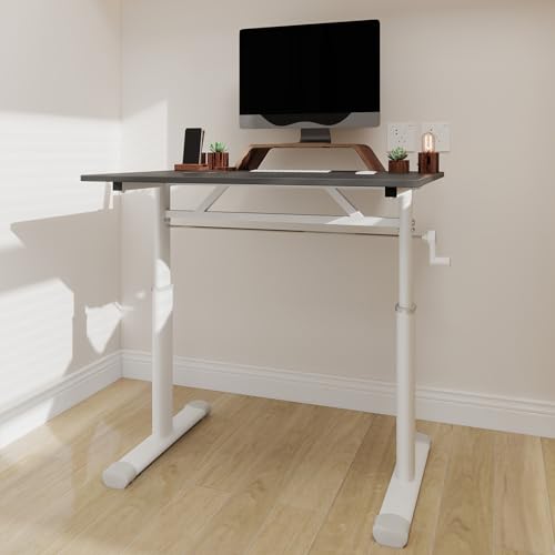 Aceinheu Höhenverstellbarer Schreibtisch manuell, Elektrisch Nein, 3 Größen (80/100/120cm) & 3 Farben, Schreibtisch höhenverstellbar für Kinder & Erwachsene (Grau, 80cm) von Aceinheu