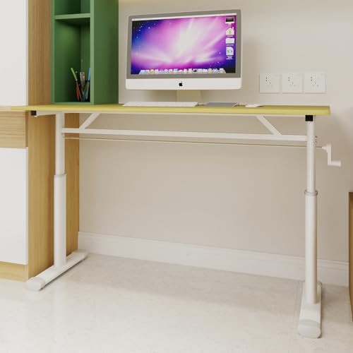 Aceinheu Höhenverstellbarer Schreibtisch manuell, Elektrisch Nein, 3 Größen (80/100/120cm) & 3 Farben, Schreibtisch höhenverstellbar für Kinder & Erwachsene (Naturholz, 120cm) von Aceinheu