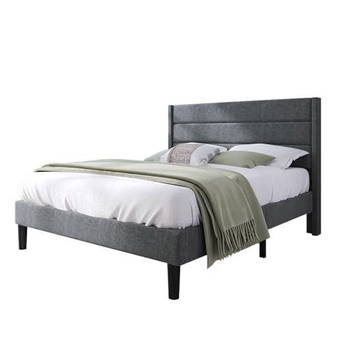Aceinheu Polsterbett, Doppelbett mit Lattenrost & gepolstertem Kopfteil, Bettgestell mit Leinenbezug in Dunkelgrau, Modernes Design mit Stauraum & Stützfüßen, (Dark Gray, 140 x 200 cm Mit Matratze) Aceinheu Polsterbett, Doppelbett mit Lattenrost & gepolstertem Kopfteil, Bettgestell mit Leinenbezug in Dunkelgrau, Modernes Design mit Stauraum & Stützfüßen, (Dark Gray, 140 x 200 cm Mit Matratze) von Aceinheu