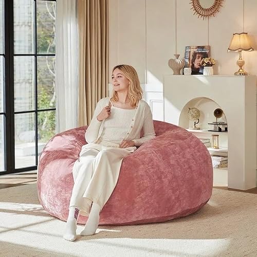 Aceinheu Sitzsack-Sofa für Erwachsene, großer Lesesessel, weicher Relaxstuhl, gemütlicher Bodensessel in Pink, Dunkelgrau und Kaffee, 90cm/120cm/150cm (Rosa, 90CM) von Aceinheu