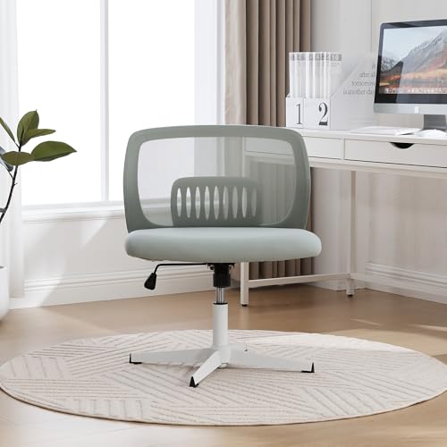 Armloser Bürostuhl für Schneidersitz, Breiter Lesesessel & Wohnzimmerstuhl, Ergonomischer Drehstuhl höhenverstellbar mit Wippfunktion, (Mintgrün) von Aceinheu