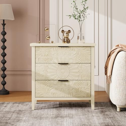 Beistellschrank in Naturholzoptik, Kommode mit 3 Schubladen & Reliefdesign, Stauraumschrank für Wohnzimmer & Schlafzimmer, Anrichte mit austauschbaren Fronten, Kratzfest & wasserabweisend (Stil A) Beistellschrank in Naturholzoptik, Kommode mit 3 Schubladen & Reliefdesign, Stauraumschrank für Wohnzimmer & Schlafzimmer, Anrichte mit austauschbaren Fronten, Kratzfest & wasserabweisend (Stil A) von Aceinheu