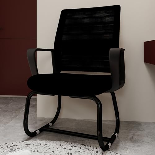 Minimalistischer moderner Bürostuhl – Ergonomischer Netz-Computerstuhl mit Metallrahmen und Armlehnen für Homeoffice, Schreibtisch und Arbeitszimmer (Schwarz) von Aceinheu
