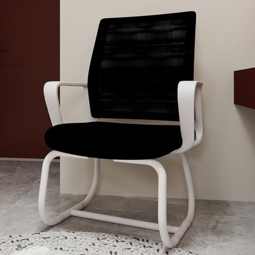 Minimalistischer moderner Bürostuhl – Ergonomischer Netz-Computerstuhl mit Metallrahmen und Armlehnen für Homeoffice, Schreibtisch und Arbeitszimmer (Schwarz + Weiß) von Aceinheu