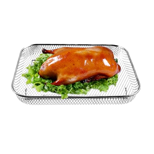 Aceirropy Air Fryer Basket for Oven - Non-Stick Stainless Steel Baking Basket - Grilling Replacement Rack Indoor BBQ Kitchen Tool for Seafood Fish Lamb Desserts Vegetable Rib Chicken von Aceirropy