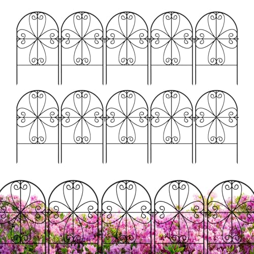 Aceirropy Dekorative Zaunpaneele - Robuster Metallzaun - 10er Set Dekorativer Schutzzaun Für Hasen Hunde Haustiere Außenbereich Terrasse Garten Aceirropy Dekorative Zaunpaneele - Robuster Metallzaun - 10er Set Dekorativer Schutzzaun Für Hasen Hunde Haustiere Außenbereich Terrasse Garten von Aceirropy
