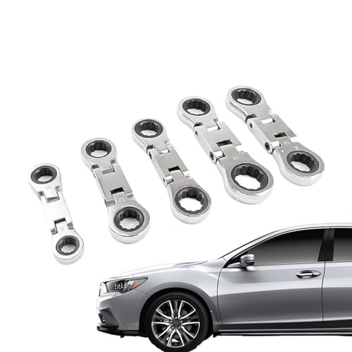 Aceirropy Ratsche Set | 5 Teile Doppelantrieb Flexkopf Kleine Ratsche | 19 mm Einziehbarer Reparaturschraubenschlüssel 180 Grad Klappbar Werkzeug für Bau Elektriker Kfz Haushalt von Aceirropy