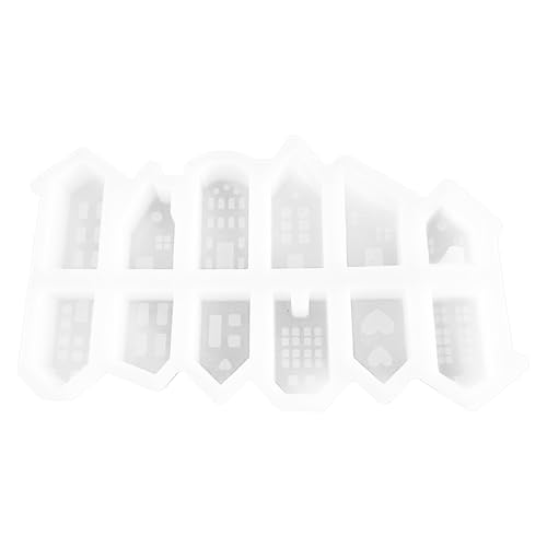 Aceirropy Silikonform mit 12 Häusern, für Fondant, Süßigkeiten, Zucker, Cupcake-Topper, Backen für Desktop-Dekoration, Ornamente, Kerzen, Basteln von Aceirropy