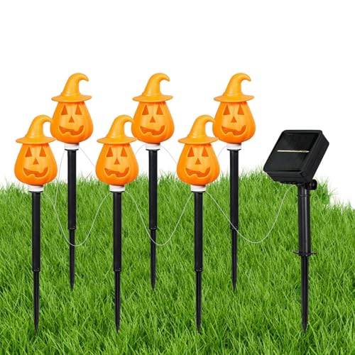 Aceirropy Solar Außen Wasserdicht Halloween Deko Gartenstecker Orange Einstellbar Bodeneinsatz Weg Garten Dekorationen für Außen Hof Rasen Terrasse von Aceirropy