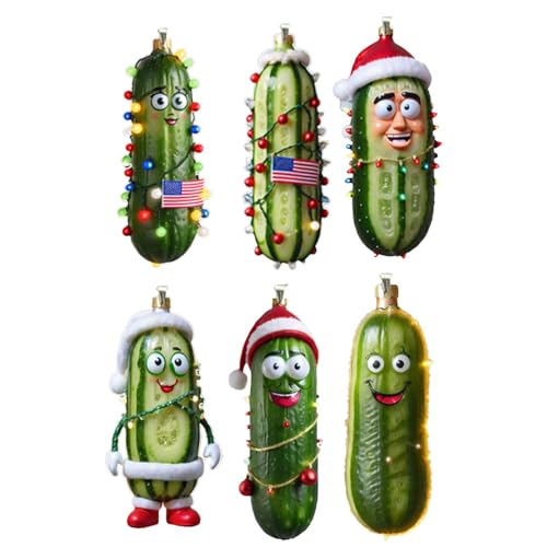 Aceirropy Weihnachts-Pickle-Ornament Tradition, Weihnachtsschmuck 2024 Pickle - 6X traditionelle Pickle-Weihnachtsdekor-Ornamente - 2D Flache Acryl-Neuheits-Weihnachtsbaumgurke mit Seil für Aceirropy Weihnachts-Pickle-Ornament Tradition, Weihnachtsschmuck 2024 Pickle - 6X traditionelle Pickle-Weihnachtsdekor-Ornamente - 2D Flache Acryl-Neuheits-Weihnachtsbaumgurke mit Seil für von Aceirropy