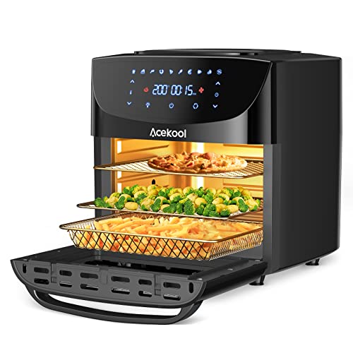 18L Heißluftfritteuse XXL, 1800W Heißluftbackofen - Airfryer - Friteuse Ohne ÖL - Heissluftfriteuse mit 7 Zubehör, LED Digitalem Touchscreen, Visualisiertes Fenster - Acekool air fryers FT1 von Acekool