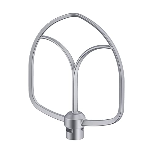 Dezenter silberbeschichteter Knethaken für Acekool, polierter Edelstahl, flacher Schlägel für Kitchenaid 7 l Kipp-Ständer Mixer-Aufsätze für Küchen-Paddel, Lcing, Mischzubehör – spülmaschinenfest von Acekool