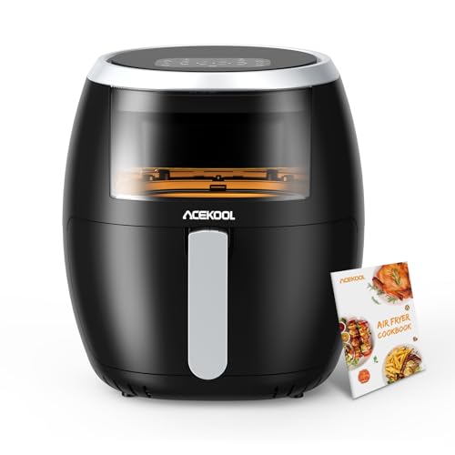 Heißluftfritteuse, Heißluftfritteuse xxl ölfrei 8L 1800W, fritteuse Airfryer mit Rezeptbuch auf Deutsch, 8 Programme, einstellbare Temperaturregelung Acekool von Acekool