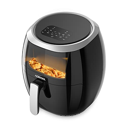 Heißluftfritteuse 8L 1800W, Air Fryer mit Sichtfenster, Einstellbare Temperaturregelung, Digitalem LED-Touchscreen, 8 Programmen, Rezepte& Einfache Reinigung-Acekool von Acekool