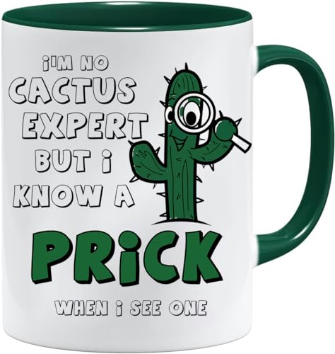 Acen Merchandise Kaffeetasse mit Aufschrift „I'm no Cactus, but I Know a Prick When I See one“, 313 ml, Weiß von Acen Merchandise