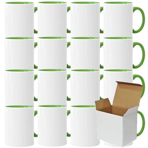 Sublimationstassen ohne Druck AAA Grade | Einzeln oder im Set | Fototasse für Sublimationsdruck | Leere Tassen für Hitzepressen-Thermo-Sublimation (24 Stück, Hellgrün) von Acen Merchandise