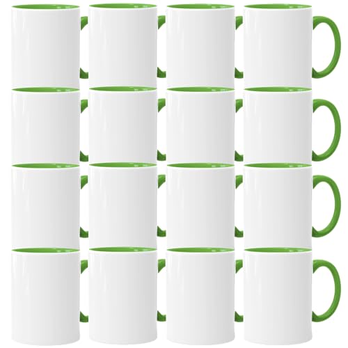 Sublimationstassen ohne Druck AAA Grade | Einzeln oder im Set | Fototasse für Sublimationsdruck | Leere Tassen für Hitzepressen-Thermo-Sublimation (36 Stück, Hellgrün) von Acen Merchandise