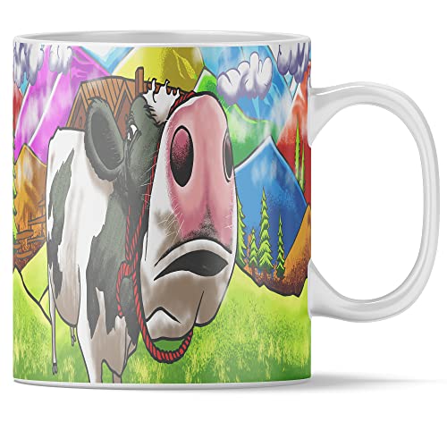 Bauernhoftier-Tassen-Set mit 4 x 11 Unzen - Hund, Pferd, Kuh und Schaf - Hochwertige Keramiktassen mit Tiermotiven | Kaffeetasse Teetasse Geschenkidee Geschenk | Tasse (Kuh), Keramik | 11oz von Acen Merchandise