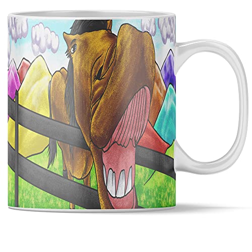 Bauernhoftier-Tassen-Set mit 4 x 11 Unzen - Hund, Pferd, Kuh und Schaf - Hochwertige Keramiktassen mit Tiermotiven | Kaffeetasse Teetasse Geschenkidee Geschenk | Tasse (Pferd) von Acen Merchandise