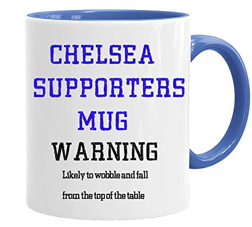 Acen Merchandise Chelsea Supporters Mug WARNING - Fun Keramik Tasse Kaffee Tee Becher Perfekt Valentines/Ostern/Sommer/Weihnachten/Geburtstag/Jahrestag Geschenk von Acen Merchandise