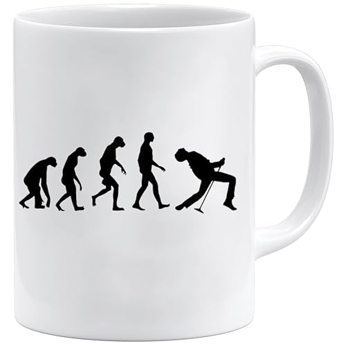 Freddie Mercury Evolution Tasse | Lustiger Queen Fanartikel mit Silhouette Motiv | Geschenkidee für Papa oder Musikliebhaber | Keramik, Weiß, 330 ml Freddie Mercury Evolution Tasse | Lustiger Queen Fanartikel mit Silhouette Motiv | Geschenkidee für Papa oder Musikliebhaber | Keramik, Weiß, 330 ml von Acen Merchandise