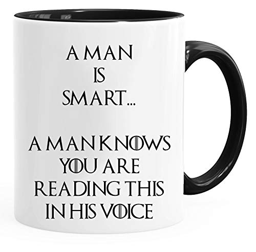 Acen Merchandise Game of Thrones Inspired 'A man is Smart' - Fun Keramik Tasse Kaffee Tee Becher – Perfekt Valentines/Ostern/Sommer/Weihnachten/Geburtstag/Jahrestag Geschenk von Acen Merchandise
