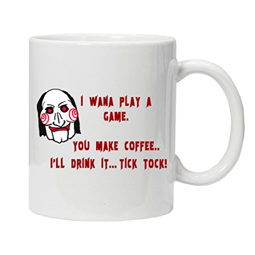 Acen "Puzzle inspiriert 'I Wanna Play A Game, die Sie Mir Kaffee. Krank Drink ES. Tick Tock Fun Neuheit Keramik Kaffee Tee Becher von Studios, weiß, 11 Oz von Acen