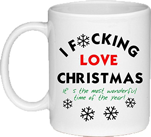 Acen Merchandise Kaffeetasse Geschenk für Weihnachten 'I F*cking Love Christmas' - Becher/Mug als witziges Geschenk/Lustige und Originelle Geschenke/Tee-Kaffeetasse inkl. Geschenkbox von Acen Merchandise