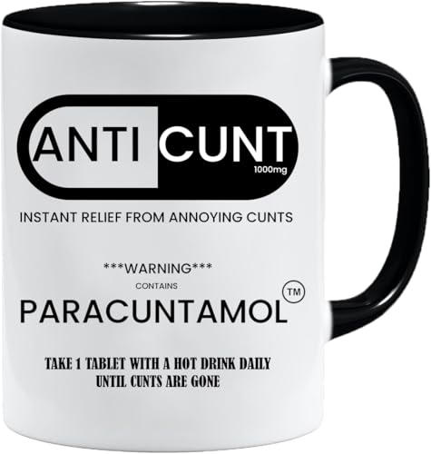 JungleMug – Anti Cunt Tasse Schwarz Weiß | Lustiger Spruch Paracuntamol Design | Sarkastisches Geschenk für Kollegen Freunde Männer Frauen von Acen Merchandise