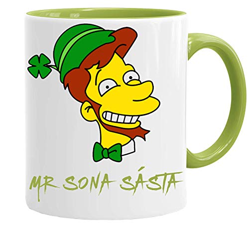 Acen Merchandise Mr Sona Sásta (Mr Happy) As Gaeilge - Fun Keramik Tasse Kaffee Tee Becher Perfekt Valentines/Ostern/Sommer/Weihnachten/Geburtstag/Jahrestag Geschenk von Acen Merchandise