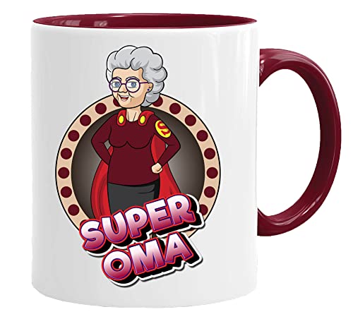Oma Tasse/Becher/Mug - Super Oma - Schöne und lustige Kaffeetasse als Geschenkidee für Großmütter. Keramik 350 ml - Geschenkidee Geschenk von Acen Merchandise