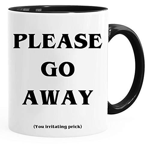 Acen Merchandise PLEASE GO AWAY - Fun Keramik Tasse Kaffee Tee Becher – Perfekt Valentines/Ostern/Sommer/Weihnachten/Geburtstag/Jahrestag Geschenk von Acen Merchandise