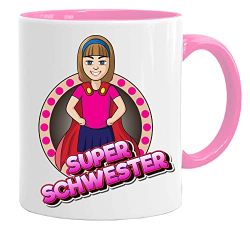 Acen Merchandise Schwester Tasse/Becher/Mug - Super Schwester - Schöne und lustige Kaffeetasse als Geschenkidee für Geschwister. Keramik 350 ml - Geschenkidee Geschenk, MUG1938 von Acen Merchandise